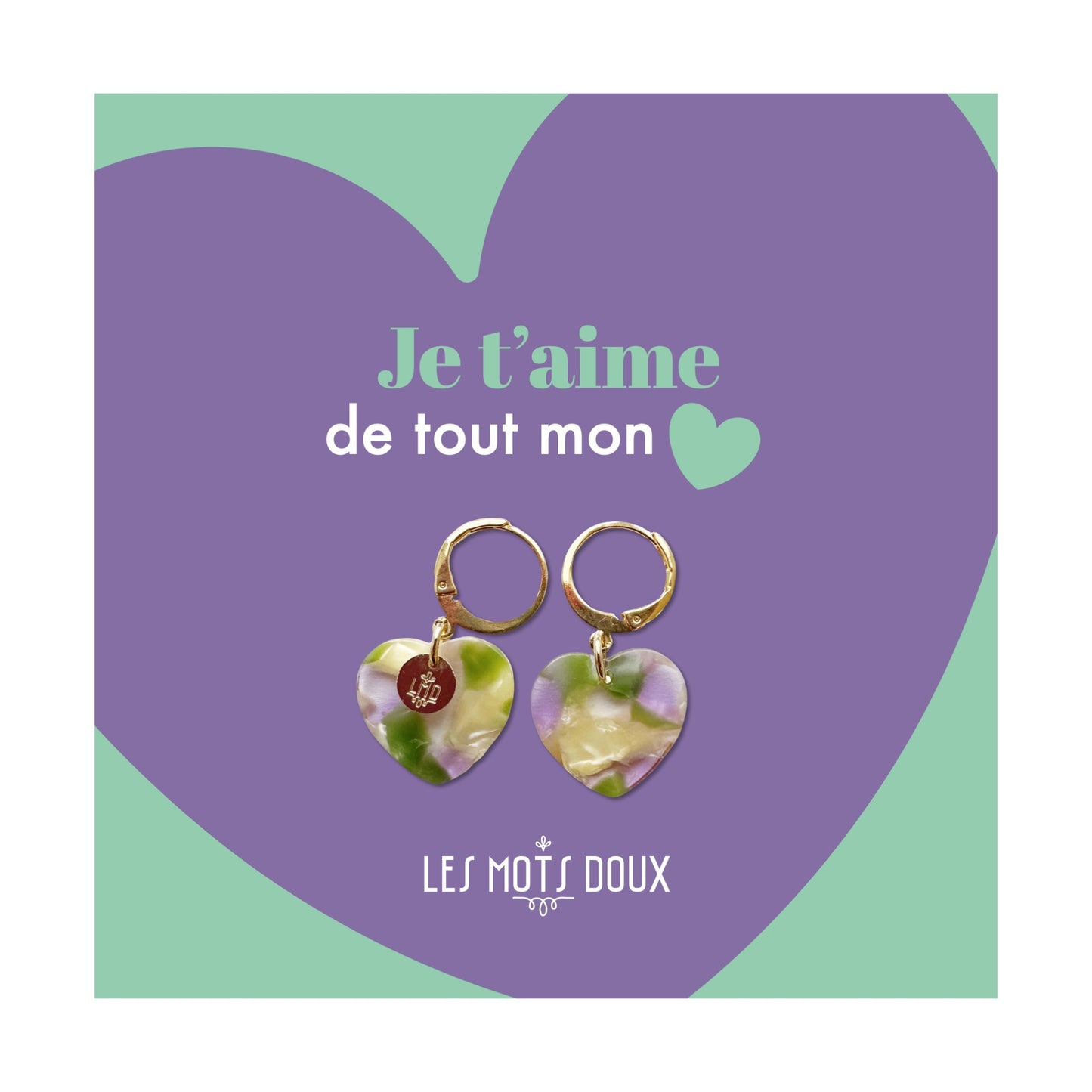 Boucles d'oreilles Coeurs Acétate "Spring"