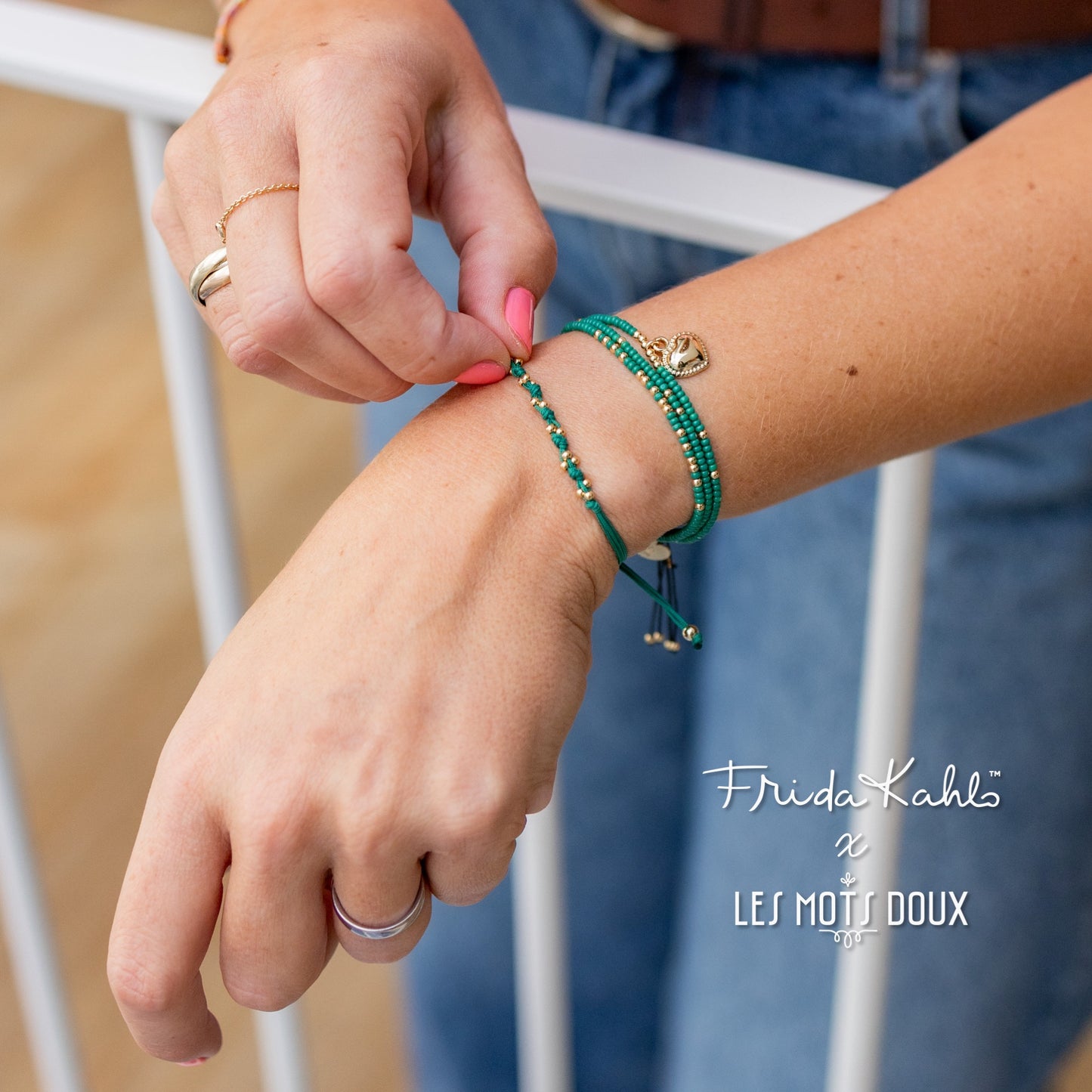 Bracelet Frida Kahlo - Coeur - vert