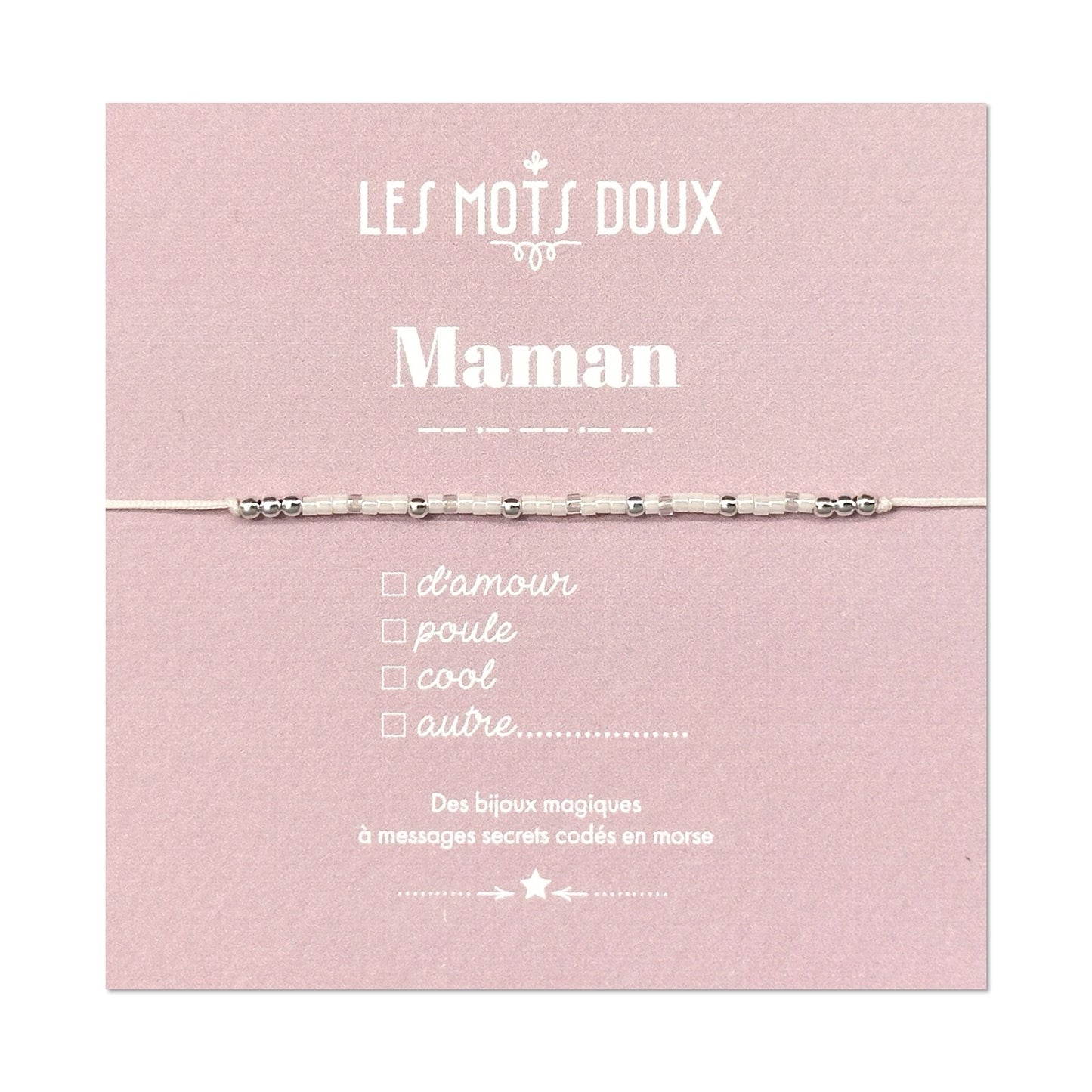 Bracelet Code Morse : Maman (Blanc)