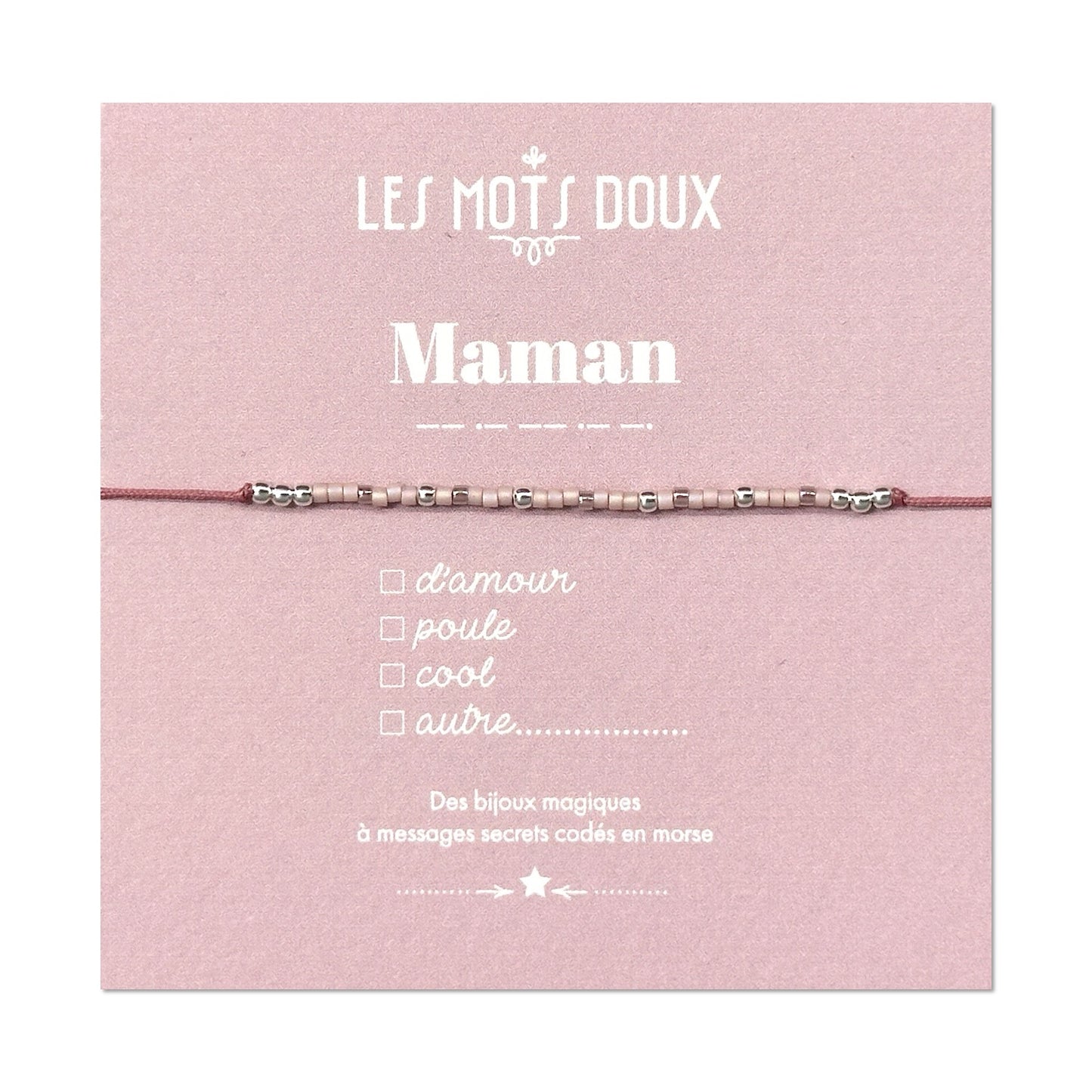 Bracelet Code Morse : Maman (Rose)