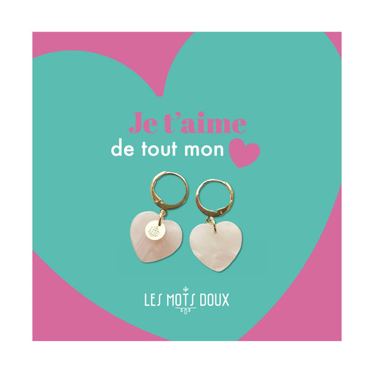 Boucles d'oreilles Coeurs Acétate "Rose"